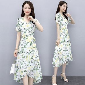 Skirt Flower Summer Dress Elegance Stylish and Elegant Printing Slimming Large Size Adults Young Women
