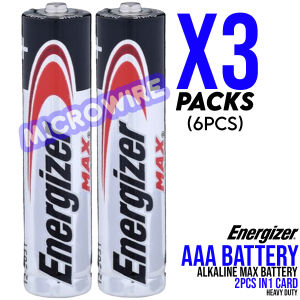 MW Energizer MAX AAA Alkaline Batteries – 2 PCS per Card 3 Cards (Total 6 Batteries)