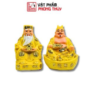 Cặp Thần Tài Thổ Địa Lộc Trời mệnh thổ đá cao cấp phong thủy để trang trí bàn thờ hút tài lộc may mắn TÔ TÂM QUANG