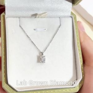 9K Necklaces 1CT Emerald Shape Lab Grown Diamond Pendant For Women In Stock Wholesale MSN-953
