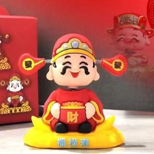 Resin God of Wealth Cute Cartoon Figurine Desktop Office Ornament Car Interior Dashboard Decoration hadiah kereta rezeki