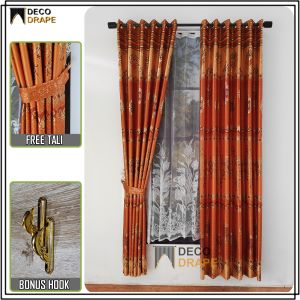 Gorden Ruang Tamu Mewah Kain Blackout Tebal Motif Batik Model Smokering