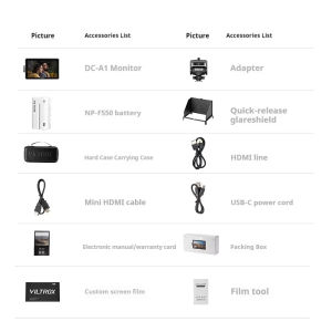 Viltrox DC-A1 Digital Camera Monitor 7 Inch Wide Monitor 2800 Nits 1080P 4K HDMI Touch Screen Monitor