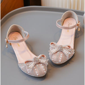 27-37 Kids Girls Heels Princess Sandal for Kasut Ribbon Manik Budak Perempuan Korean Style Wedding HK130