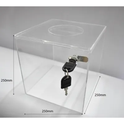 Acrylic Lucky Draw/ Donation Box (Thickness: 3mm) Size: 150mm / 200mm / 250mm / 300mm