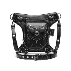 New cross-border product   European and American punk motorcycle skull chain bag   Womens cross-body bag PU Outdoor pocket