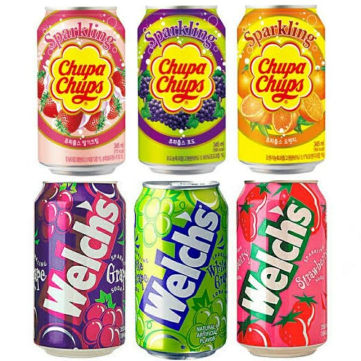 Chupa Chups / Welchs Sparkling Soda Drinks 345ml (Strawberry/Grapes ...