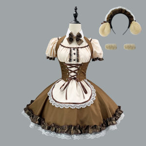 ~ Japanese-style Shiba Inu maid outfit COS Cute waist-cinching vest lolita Puff sleeve dress set