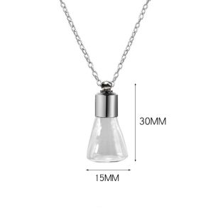 DOWNA Ashes Holder Glass Bottle Necklace Transparent Glass with Chain Perfume Vial Pendant Portable Keepsake Memorial Necklace