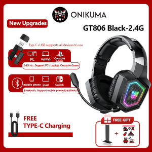 Onikuma GT806 Wireless Three Mode E-Sports Gaming Headset ไมโครโฟนแบบถอดได้ หูฟังเกมมิ่ง Bluetooth 5.3 / 2.4G / AUX