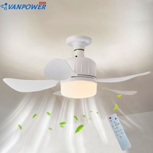 Indoor Ceiling Fan Light E27 Base Remote Control Small Ceiling Fan Light 3 Colors Dimmable 17.7 Inch for Kitchen Bedroom