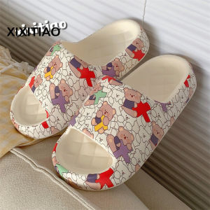 XIXITIAO Summer Girl Heart Cute Bear Sandals and Slippers eva Soft Bottom New Leisure Home Bathroom Slippers Women