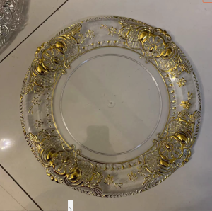 Elegant Dinner Charger Plates Baroque Victorian Embossed design Wedding Hotel Party Craft Tray