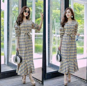 1155 dress gamis v neck 7G liza bahan katun paris high quality realpic size fit S-XL | maxi duyung | midi | maxi | korea | gaun kasual