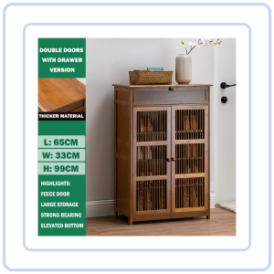 【Pure Care】 Anti-Odor Bamboo Minimalist Shoe Cabinet Large Bamboo Hollow Door Shoe Cabinet