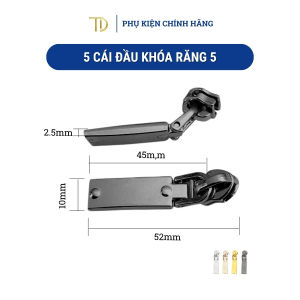 Set 5 đầu khóa kéo răng 5 đầu khóa kéo kim loại không gỉ đầu khóa kéo cho quần áo balo túi xách