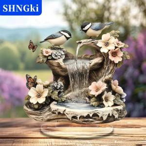 SHNGki Chim bướm vườn đài phun nước trang trí nhà trang trí 2D phẳng Acrylic bức tượng Bảng trang trí máy tính để bàn trang trí