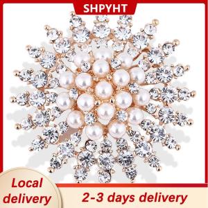 [COD] SHPYHT Local delivery Ship within 24 hours Rhinestone Flower Brooches Pearl Classic Brooch Pins Women Jewelry Accessories