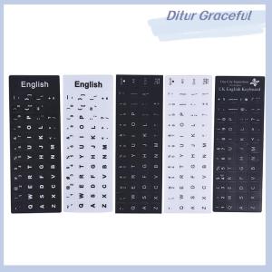 Ditur English Keyboard Replacement Stickers White on Black Any PC Computer Laptop
