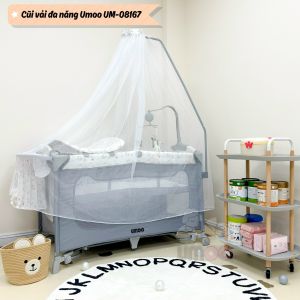 Umoo um08167 nôi cũi vải gấp gọn đa năng 2 tầng phân phối chính hãng cao cấp an toàn cho em bé