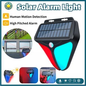 Solar Sensor Alarm LED Light Outdoor Garden Wireless Anti Theft Siren Waterproof Motion Sensor Lamp