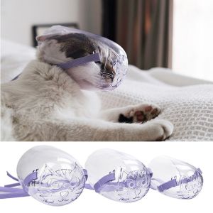 XUEWAN Kitten Prevent Cat Recovery Hollow-Carved Design Pet Mouth Cover Transparent Anti-Bite Cat  Cat Muzzle