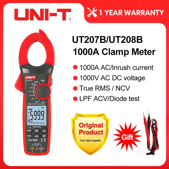 UNI-T True RMS Digital Clamp Meter AC DC Current 1000A 1000V UT207B ...