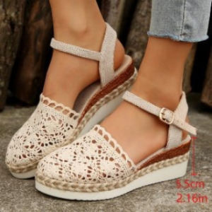 [Free Shipping] Plus-Size Wedge Sandals New Summer Fashion Woven Design Single-Strap Style WomenS In Stock