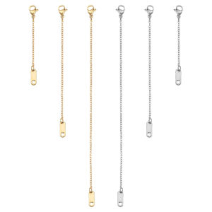 โซ่ต่อสแตนเลส6/10/15ซม. พร้อมตะขอก้ามปูเชื่อมต่อ O Link Chains สำหรับเครื่องประดับสร้อยคอทำ DIY แว่นตากันแดด