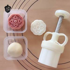 50g Cửa sổ lưới hình MOONCAKE tem MOONCAKE khuôn MOONCAKE công cụ áp lực tay vật liệu nhựa Phụ kiện làm bánh
