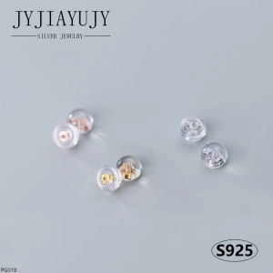 JYJIAYUJY 100% Sterling Silver S925 Accessories Ear Plug Silver Ear Clip Ear Stud Silicone Ear Back Ear Stud allergy free Jewelry Gift