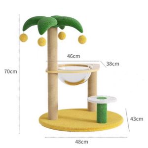 Cat Climbing Frame Coconut Tree Shape Cat Scratching Post Wooden Cat Tree Cat House Mainan Kucing Tahan Lama
