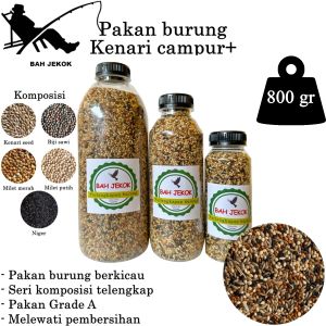 Kenari campur+ komplit pakan burung Kenari Finch Parkit Lovebird kualitas gacor BTL (800gr)