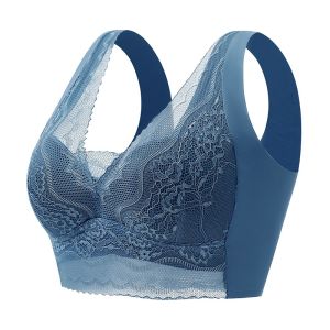 Bowen L-5L For 40-90kg New Back Shaping Lace Women Bra Oversized Chest Wrap Vest Fixed Cup Anti-Exposure Breast Holding Gathered without Trace Sleep Lingerie