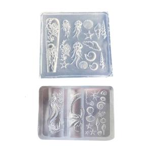 2pcs Silicone khuôn làm thủ công với vỏ sò Rùa Sao biển khắc để làm