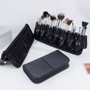 STARGOODS Folding Professional Cosmetic Brushes Bag Lightweight Water-resistant 14/29 Holes Cosmetic Brush Container Handbag Multifunctional Upright Makeup Brush Bag Makeup Artist
