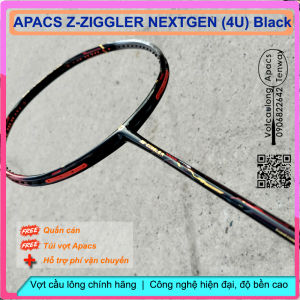 [Vợt cầu lông Apacs Z-Ziggler Nextgen (4U) Black] Khung công nghệ mới đan 18kg nặng đầu thân đũa chuyên công (màu đen)