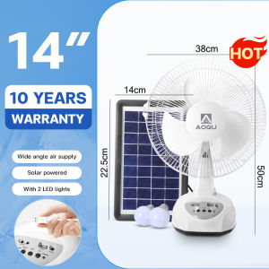 Deno Solar electric fan 12/14/16 inch rechargeable 2 LED lights 220V AC desktop electric fan outdoor fan solar light standard portable electric fan small electric fan sale promo with solar panel heavy duty fan