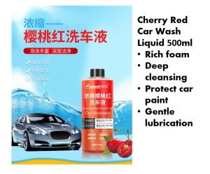 [SG Stock Buy 1 free 1] Cherry Red Car Wash Liquid 500ml + Heavy Duty Sponge Rich foam Deep cleansing Protect car paint Gentle Lubrication Protect car paint Long Lasting