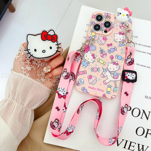 DIMBEPLY Cute Kitty Case For Vivo Y15s Y15A Y21 Y21s Y33s Y16 Y17s Y02 Y02s Y27 Y36 Y3 Y11 Y12 Y15 Y17 Y20 Y20i Y20s Y11s Y12s Y30 Y55 Y75 Y76 Y77 Y78 5G Cartoon My Melody Kuromi Candy 3D Doll Phone Case with Bracket Strap