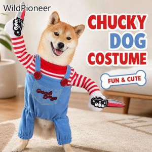 Dog Chucky Cosplay Costume Funny Pet Standing Outfit Halloween Party Clothing Soft Comfortable Apparel For Small Medium Dogs