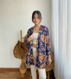 Cardigan Kimono Oversize Batik Outer Kimono Cardigan Wanita Katun