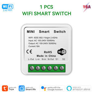 Tuya Zigbee / WiFi MiNi Smart Switch With Power Monitor 16A 2-way Control Timer Breaker Relay Work With Alexa Google Home Alice