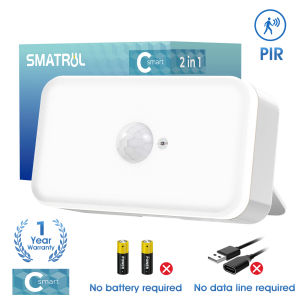 SMATRUL Tuya Đèn Ngủ Led Cảm Biến Thông Minh Cảm Biến Chuyển Động PIR Wifi 2 Trong 1 Eu/Us/Uk/Plug Đèn Tường RGB Hẹn Giờ Điều Khiển Bằng Giọng Nói Cho Google Home Alexa