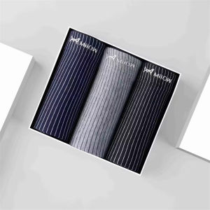 CMENIN 3Pcs ใหม่ยี่ห้อ Cotton Man ชุดชั้นในนักมวยชายกางเกงสบายผู้ชายกางเกงนักมวยกางเกงขาสั้น Mens MW001Stripe