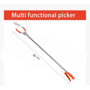 92CM Metal Trash Garbage Pick Up Grabber Gripper Reaching Cleaning Tool Eel Clip Steel Sea Fish Clip