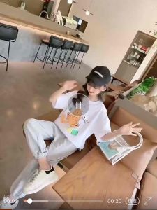 S01-20 Baju kaos setelan celana panjang anak perempuan terbaru