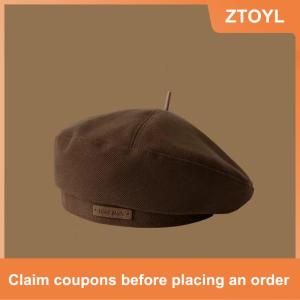 【ZTOYL】 Cotton Phụ Nữ Mũ Berets Mùa Đông Mũ Cổ Điển Pháp Sọc Trên Mũ Quân Đội Mũ Họa Sĩ Mùa Thu Mùa Đông Đường Phố Hình Bát Giác Mũ Beret