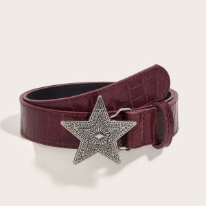 SFFGF Gothic Star Belt Subculture PU Leather Y2K Belt Cool Punk Style Star Buckle Waistband