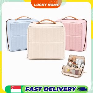 【Lucky Home】 Upright Travel Cosmetic Bag Large Capacity Makeup Organizer Toiletry Case Luggage Sleeve Portable Vanity
